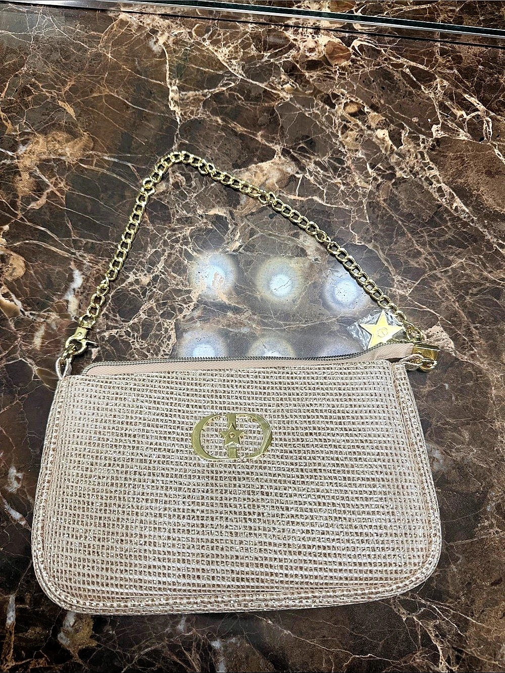 Christian Dior Gold Star Holiday Cosmetic Pouch Gold